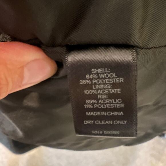 Express Men's Gray Wool Flannel Zip Up Bomber Jacket Coat Size XL EUC Winter - Picture 4 of 7